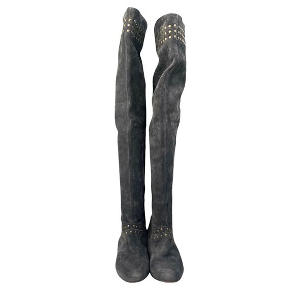 See By Chloe Women’s Charcoal Grey Suede Over The Knee Boots Size 38.5 US 7.5 - Picture 7 of 13